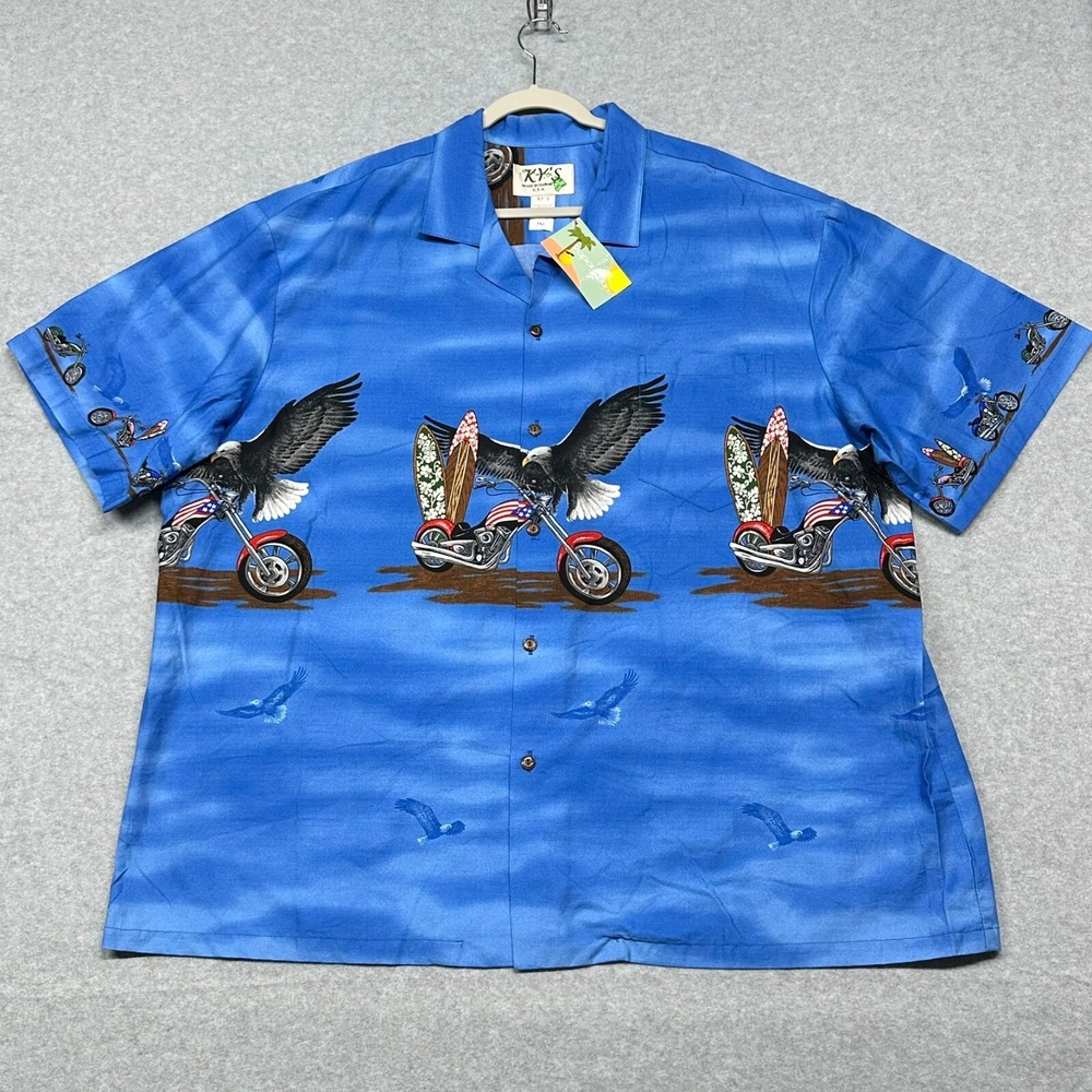 NWT KY's Hawaiian Shirt Men 3XL Eagle Surfboard Motorcycle Chopper Aloha VTG USA